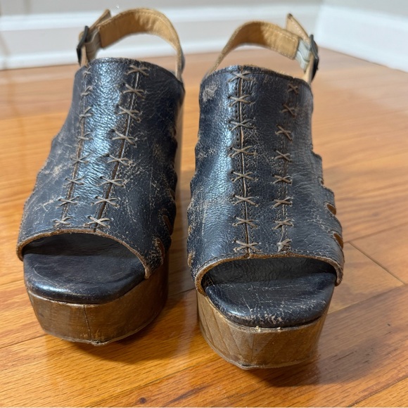 BED|STU Fontella Distressed Black and Brown Platform Sandals 7.5 - Picture 2 of 10